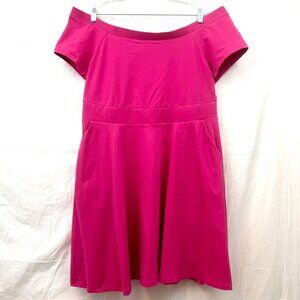 Torrid Mini Foxy Off Shoulder Skater Dress Women +1 Pink Peacock